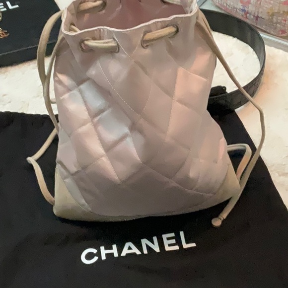 CHANEL Vintage Quilted Satin and Suede
Drawstring Backpack - Picture 12 of 13